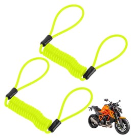 Disc Lock Reminder Cable,2PCS Yellow Spring Reminder Disc Lock Motorbike,Motorcycle Disc Lock Cable,Motorcycle Disc Lock for Scooter Motorcycle Bike