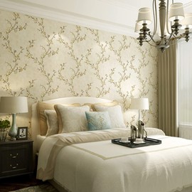 Q QIHANG Country Retro Pastoral Non-Woven Wallpaper, (A Light Yellow)