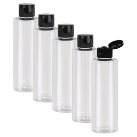 Focenat 5 Pieces Plastic Travel Bottles, Travel Size Bottles, Clear Travel Containers, 200ml, Empty Travel Bottles, Leak Proof, Travel Size Containers for Shampoo, Lotion, Conditioner