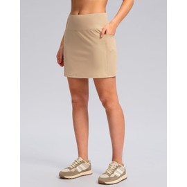 G Gradual Women's Golf Skirts Skort 4 Side Pockets High Waisted Stretchy Tennis Skirt with Short Athletic Casual (Light Khaki, M)