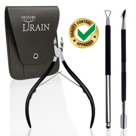 Cuticle Nipper Trimmer with Cuticle Pusher - LIRAIN Cuticle Remover Cuticle Nippers Professional Stainless Steel Cuticle Pusher and Cutter Clippers Durable Pedicure Manicure Tools for Fingernails and Toenails