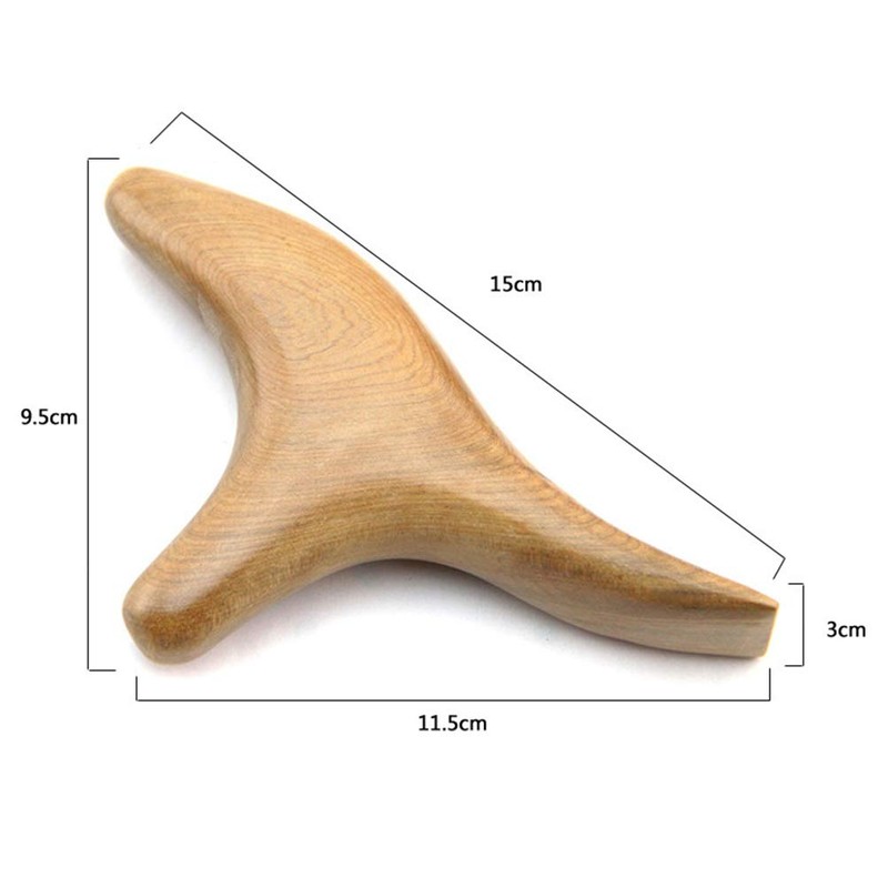 HEALIFTY Scratching Massage Trident Shaped Guasha Board Natural Wood Scraping