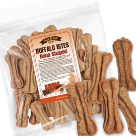 Gootoe Buffalo Dog Treats, Buffalo Bites Bone Shaped 1.5 lb Natural Low-Fat Chews for Training & Rewards, Limited Ingredient, Resealable Bag, Perfect for Small Dogs & Puppies
