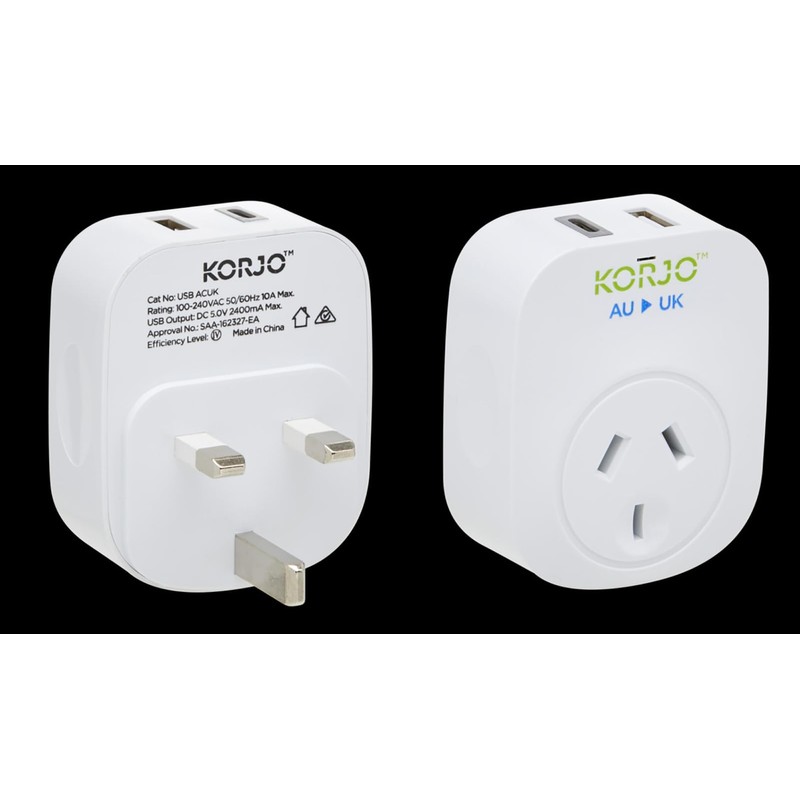 Balanzza Korjo USB A+C - UK Converts One Socket Into