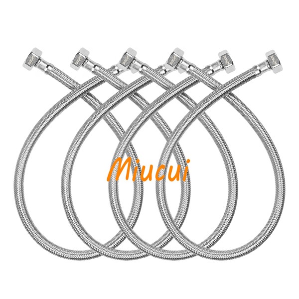 [4-Pack 24 Inch] 1/2" x 1/2" FIP Flexiable Faucet Supply