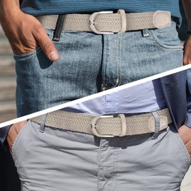 Mio Marino - Cinturón elástico para hombre y mujer, tejido elástico, caja de regalo, Caqui, Meduim (36-40")