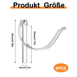 8 x 45 mm Safety Pin, Folding Pipe Pins, Pack of 4, Folding Pin with Snap Closure, Splint, Safety Pin, for Farm, Lawn, Garden