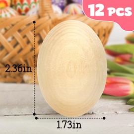 12 PCS Wooden Eggs to Paint Fake Easter Eggs Unpainted Faux Wooden Eggs for Crafts, Easter Decorations, Get Hens to Lay Eggs