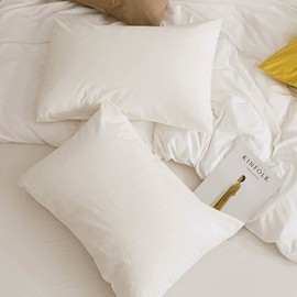 JELLYMONI Pillowcases King Set of 2 Cotton Envelope Pillow Covers Cream White 20×36in Bed Pillow Cases 100% Washed Cotton Soft Breathable (Pillows are not Included)