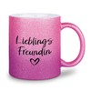 glitzertassen.de® Favourite Friend Mug with Glitter Gift Idea (Rose Purple)