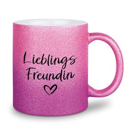 glitzertassen.de® Favourite Friend Mug with Glitter Gift Idea (Rose Purple)