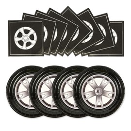 40PCS Race Car Birthday Party Paper Plates and Napkins, Race Car Theme Tableware Set Includes 9Inch Paper Plates and Napkins Disposable Decoration Supplies for Kids Boys Birthday Party