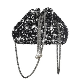 Octwine Shinny Evening Bag Bucket Purse Handbag Shoulder Bags Sequin Crossbody Bag Party Prom Crossbody Bag for Women, Silver