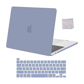 MOSISO Compatible with MacBook Pro 13 inch Case 2022, 2021, 2020-2016 M2 M1 A2338 A2251 A2289 A2159 A1989 A1708 A1706, Plastic Hard Shell Case & Keyboard Cover Skin & Wipe Cloth, Lavender Gray