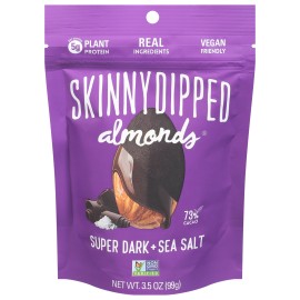 Skinnydipped Almonds Sprinkle Dark Sea Salt Mixed Nuts Case 10-3.5 oz Hard Texture Nutritious Baked Raw Processed Sweet Bulk Bag