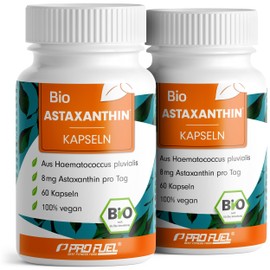 Organic Astaxanthin Capsules 120x - Optimal High Dose with 8 mg Astaxanthin per Capsule - Algamo® Premium Astaxanthin from the Blood Rain Algae (Haematococcus Pluvialis) - Laboratory Tested