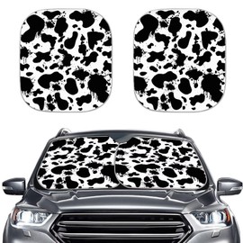 Finagallathe Cow Print Sunshade for Car Windshield 2 Piece Foldable Animal Print Car Visor Sun Blocker Keeps Vehicle Cool Universal for Car,SUV,Trucks Block UV and Heat