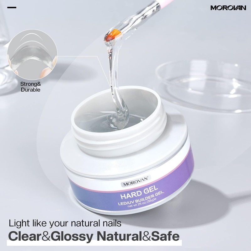 Morovan Clear Builder Gel for Nails: UV/LED Hard Gel Kit