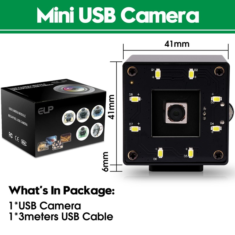 ELP 16MP USB Camera Autofocus 68 Degree Lens, Day and