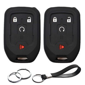 INFIPAR 2pcs Compatible with GMC Terrain Acadia Key Fob Cover Case Key Chain Protector Keyless Remote Smart 4 Buttons Holder