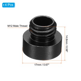 PATIKIL 15mm Rod Plug, 4 Pack M12 Rod End Male Thread Aluminum Alloy Protective Rod Cap Screw Stopper for 15mm Rail Support System, Black