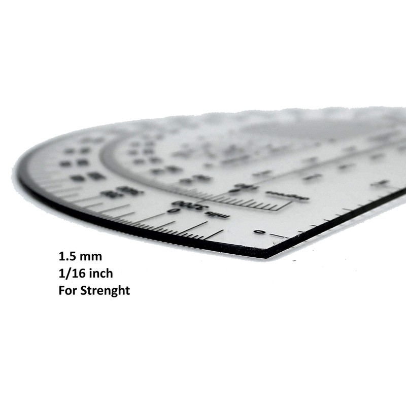 Military Protractor 9 Inch — Degrees & Mils, Meters &