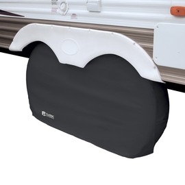 Classic Accessories Over Drive RV Dual Axle Wheel Cover, Wheels 30"-33" Dia, Black