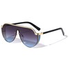Manchester Flat Top Glitter Shield Lens Aviator Sunglasses (Blue)