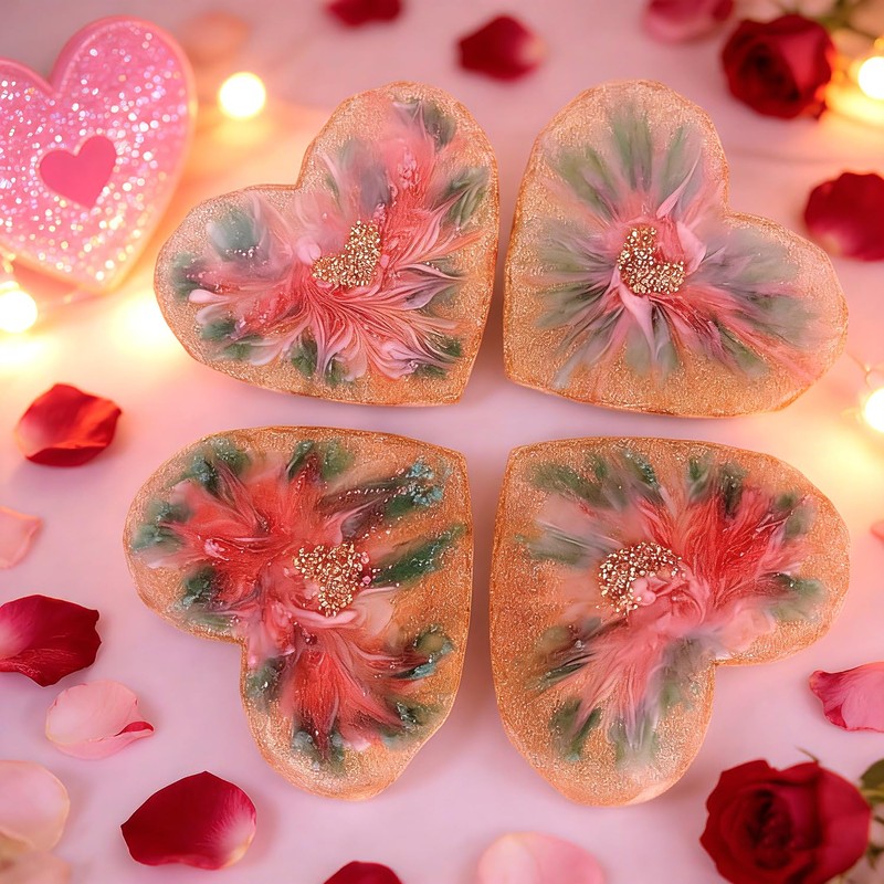 4Pcs Diamond Edge Heart Coaster Molds, Unique Silicone Molds for