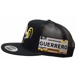 Unbranded Dos Gallos Placa De Guerrero Hat Black Mesh Black Logo Federal Mexico El Chapo