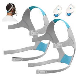 Jungle Care F20 CPAP Headgear Replacement Straps for ResMed Airfit/AirTouch with Magnetic Clips (2-Pack), Gray