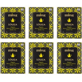 Mina Louiza, Organic Moroccan Lemon Verbena Tea, Organic Herbal Tea Bags, 15 Biodegradable Sachets (6 Pack), Refreshing Lemon Tea Bags, Caffeine Free, Moroccan Lemon Verbena Tea Bags