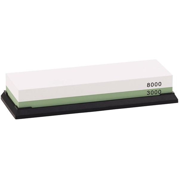 TokioKitchenWare Whetstone: Double Water Whetstone with Non-Slip Holder, Grit 3000/8000