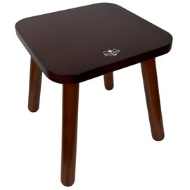 BEE&OAK 11 Inch Wooden Step Stools for Adults, Solid Rubber Wood Non-Slip Step Foot Stool, Heavy Duty 300 lbs One Step Stool for Bedroom, Bathroom, Kitchen,Outdoor (Dark-Walnut)