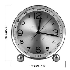 ALEENFOON 4" Metall Wecker Ohne Ticken Analoge Wecker Retro Groß Leise Wecker Analog Batteriebetrieben, Lauter Alarm, Geräuschlos Snooze Wecker (Silber)