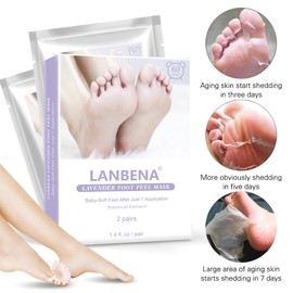 Kit 2 Pares de Mascarillas Exfoliantes De Pies Lanbena Elimina Piel Muerta Suaviza El Talón Y Lo Aclara