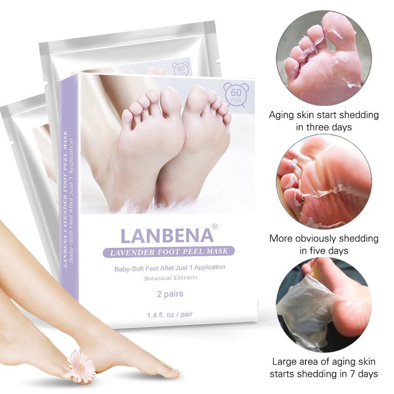 Kit 2 Pares de Mascarillas Exfoliantes De Pies Lanbena Elimina