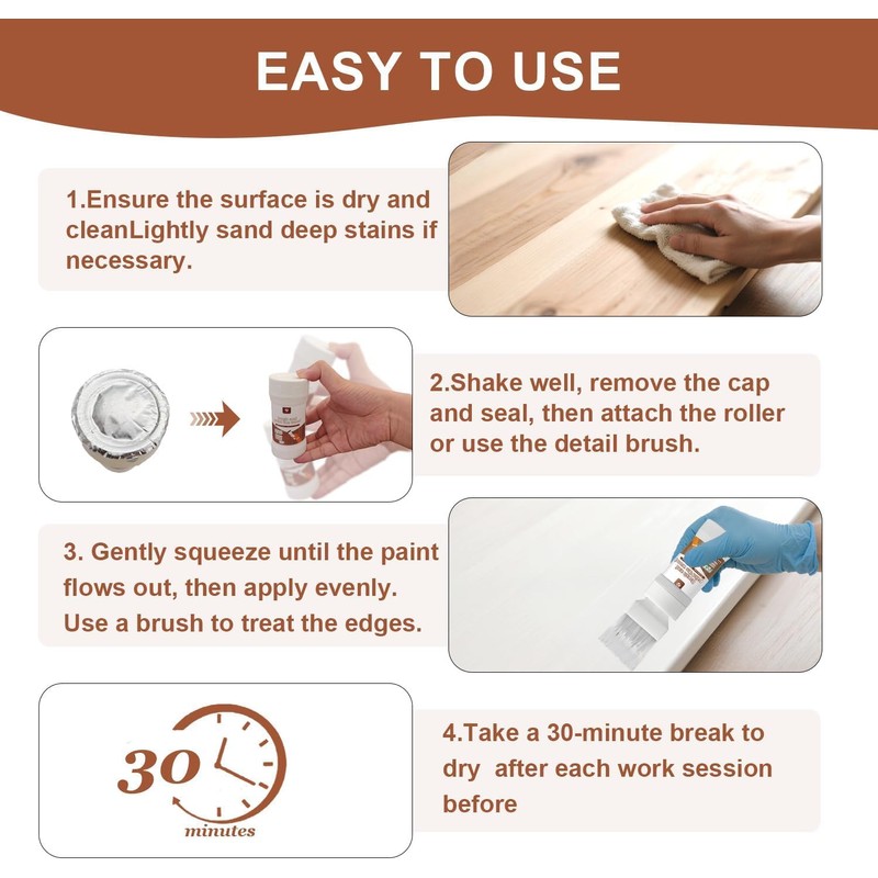 Anirun All-in-One Paint White, Touch-Up Paint for Furniture, Cabinets, Wood,