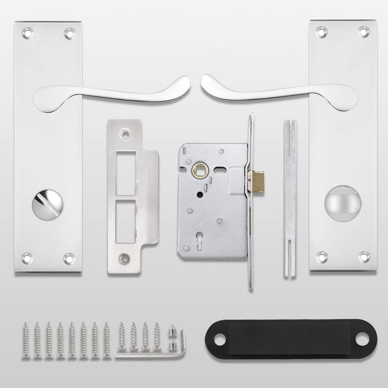 Probrico Victorian Scroll Chrome Door Handle Latch Internal Privacy Door