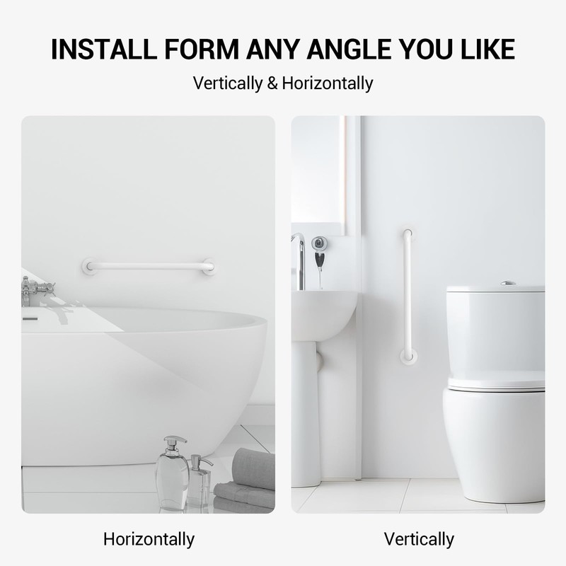 16 Inch Grab Bars for Wall White, Safety Shower Grab