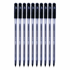 CLARO A-one Ballpoint Pens, BLACK, Medium Point (1.0mm), Pack of 10, Smooth Ball Pens, Pens for School Office Home Everyday Use