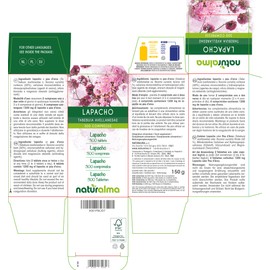 Lapacho or PAU d'arco (Tabebuia avellanedae or Tecoma curialis) bark NATURALMA | 150 g | 300 Tablets of 500 mg | Food Supplement | Natural and Vegan