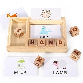 SOKA Wooden Spelling Game, Learning Matching Letter and Develops Alphabet Spelling Skills Montessori Educational Memory Games for Children 3+