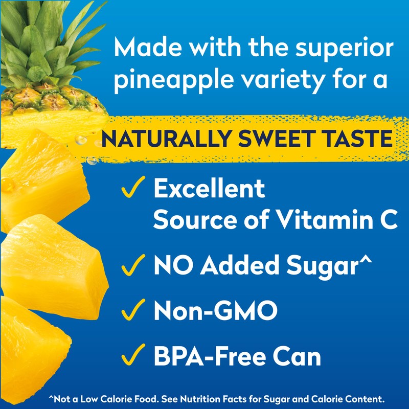 Dole Canned Fruit, Tropical Gold Pineapple Chunks in 100% Pineapple