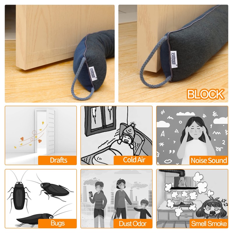 TORRAMI 32" Door Draft Stopper Under Bottom Insulation Noise Air