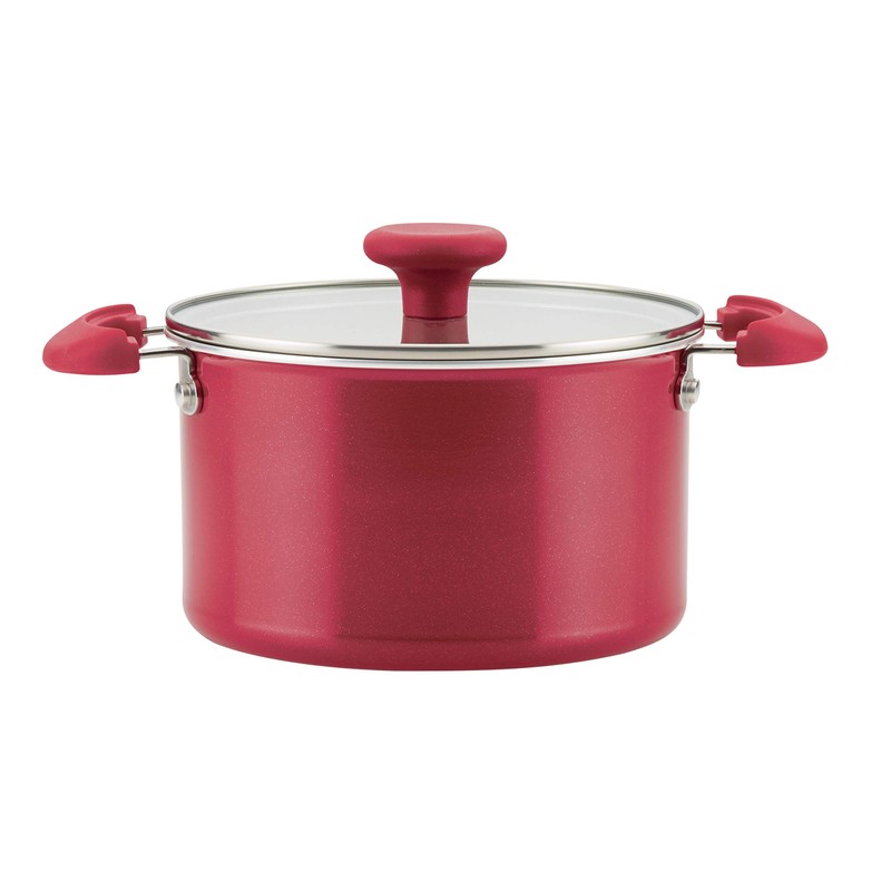 Rachael Ray 8-Piece Create Delicious Stackable Nonstick Cookware Set, Red