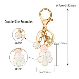 Manlosen Cute Stainless Steel Gold Keychain Initial Letter Keys Charm Gifts for Women with Key Ring Purse Charms for Handbags