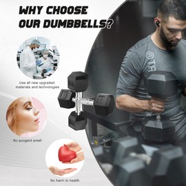 Portzon 8 Colors Options Compatible with Set of 2 Rubber Dumbbell Weight, Anti-Slip, Anti-roll, Hex Shape