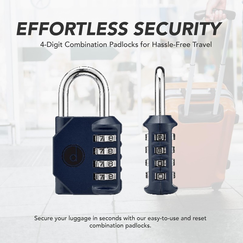 4 Digit Combination Locks 2 Pack - Weatherproof Padlock with