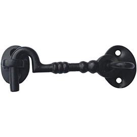 Black Traditional Cast Iron 4" (100mm) Cabin Hook & Eye - House Door Latch/Catch